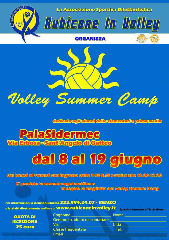 Volley Summer Camp 2015 - Rubicone In Volley - volantino edizione Sant'Angelo di Gatteo